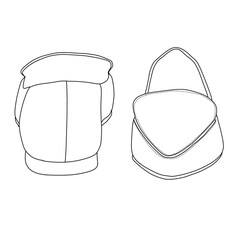 Women's Loafer Flat Slip On Shoes Line art, Technical sketch hand drawing outline vector doodle front and rear view isolated on white background for coloring page