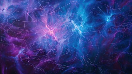 Futuristic neon light beams in vibrant blue and pink, creating an abstract technology-inspired background.