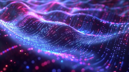 Futuristic neon light beams in vibrant blue and pink, creating an abstract technology-inspired background.