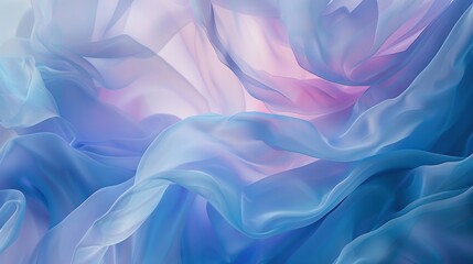 Obraz premium Wavy, silky texture in iridescent pastel shades of purple, blue, and pink, creating a fluid, elegant abstract pattern.