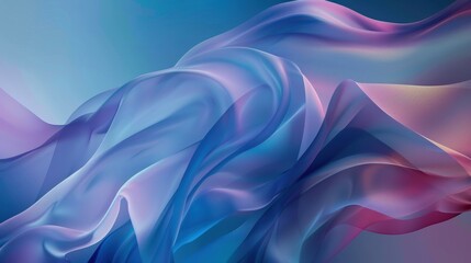 Obraz premium Wavy, silky texture in iridescent pastel shades of purple, blue, and pink, creating a fluid, elegant abstract pattern.