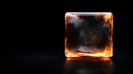 Abstract Glass Cube on Black Background