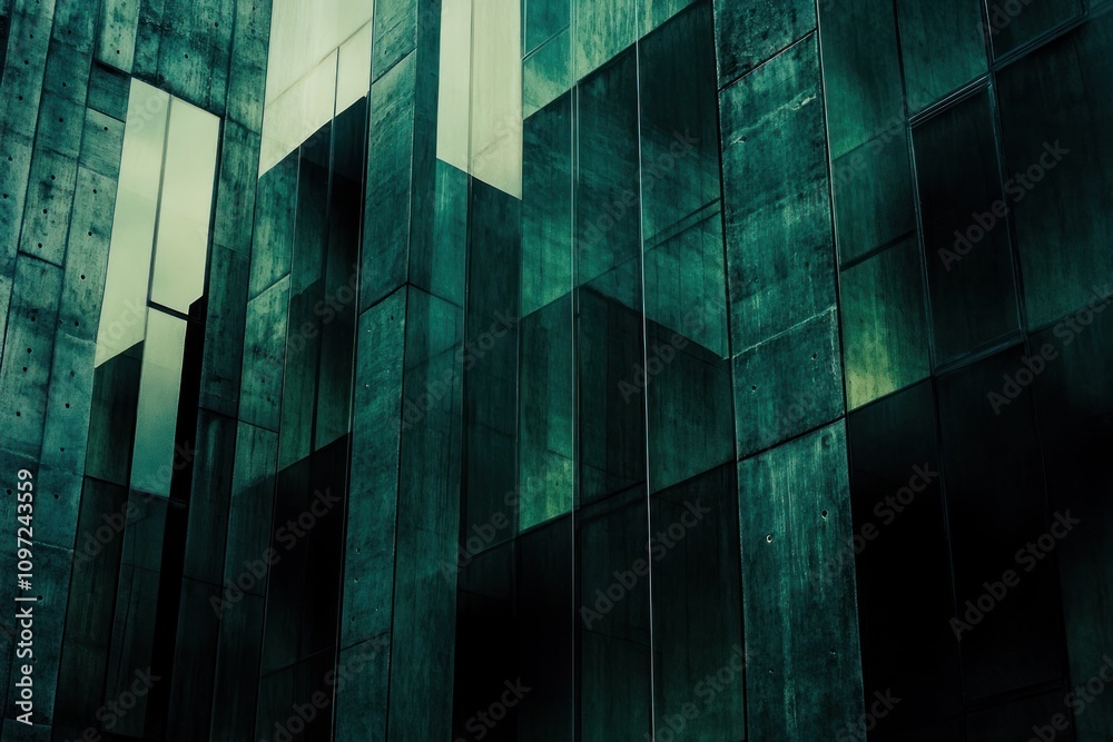 Aufkleber abstract view of a modern building with glass and concrete facade.