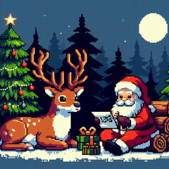 Naklejka premium Papai Noel verifica sua lista