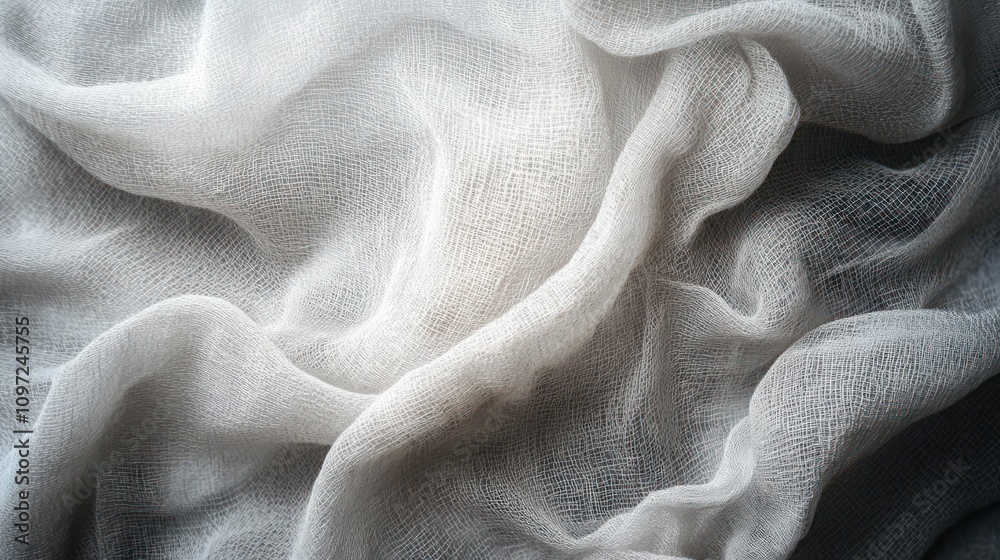 Poster soft, flowing white fabric draped elegantly, creating a serene and calming texture.