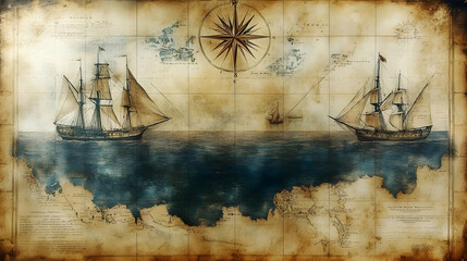 Vintage Nautical Chart Illustration