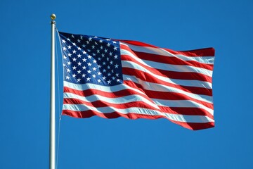 Fototapeta premium CloseUp of Waving American Flag in the Wind 