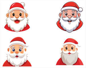 Set of santa claus head. Santa faces set. Christmas claus character set. Cute funny santa claus. Saint nick head for Christmas cards, banners, labels. Cute noel icon. collection of santa head