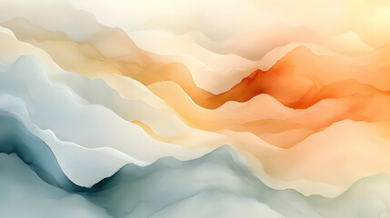 Abstract Landscape Illustration: Serene Watercolor Hills