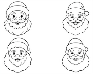 Santa Claus head Santa face with beard cartoon set