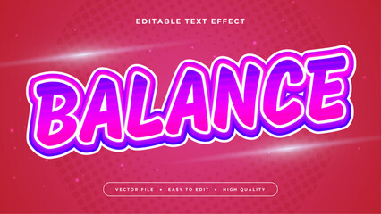 White Purple Violet and Red Balance 3d Editable Text Effect - Font Style