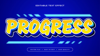 Blue and Yellow Progress 3d Editable Text Effect - Font Style
