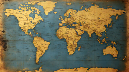 Vintage World Map Illustration