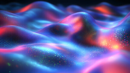 Obraz premium Abstract 3D Background: Glowing Neon Waves