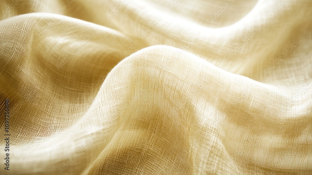 Poster soft, flowing, textured, beige fabric background with gentle waves and folds, creating a delicate, e