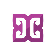 This is a monogram design of initial DC in floral decorative shape in purple color