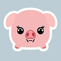 Obraz premium Adorable Kawaii Style Pig Character Illustration in Pastel Colors