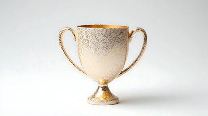 gold trophy with textured finish, symbolizing achievement and success, stands proudly against white background, perfect for awards and recognition