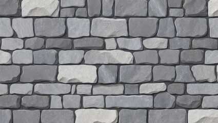 Fototapeta premium Seamless gray stone wall texture with irregular pattern and thin mortar lines