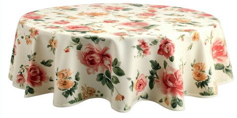 Floral tablecloth with vibrant roses, perfect for dining decor