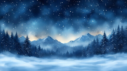 Naklejka premium Winter Wonderland Watercolor Background