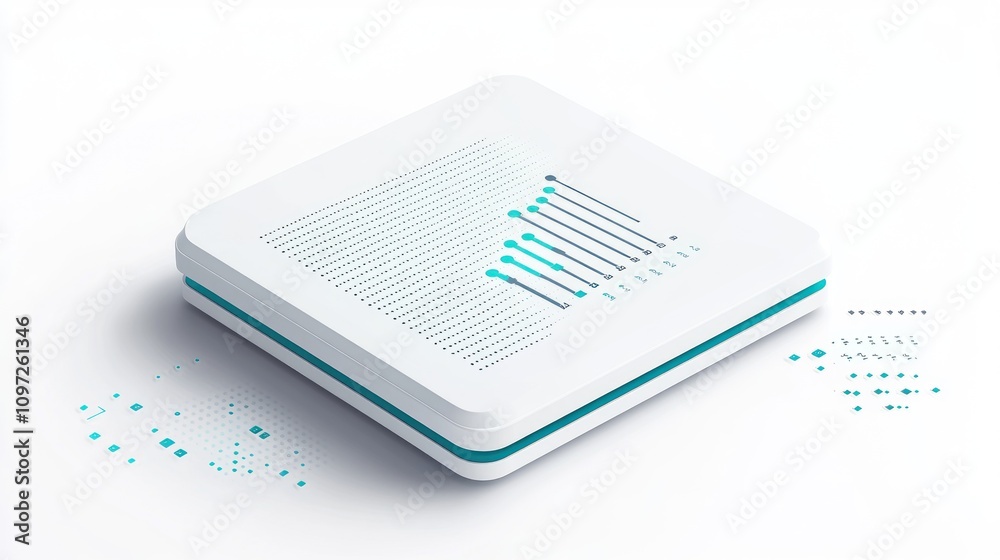 Aufkleber a sleek, modern device with a minimalist design and data visualization elements.