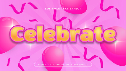 Yellow and Pink Celebrate 3d Editable Text Effect - Font Style