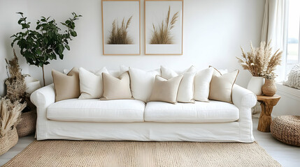 Neutral Living Room Sofa Illustration