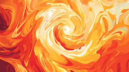A swirling vortex of fiery orange and yellow flames creates an abstract, intense, and energetic background image. Burning Solar Vortex. Illustration