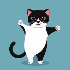 Obraz premium Cheerful Cartoon Cat with Playful Gesture and Happy Expression