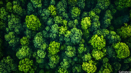 Naklejka premium Aerial View Green Forest Canopy