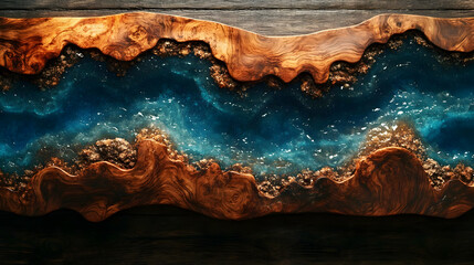 Ocean Resin Art on Wood Slice