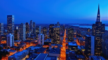 Obraz premium Generative AI, Dynamic Urban Skyline at Dusk