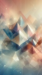 Soft geometric background with abstract polygonal shapes and subtle pastel colors, featuring interconnected lines and gradients, creating a calming and modern digital art aesthetic