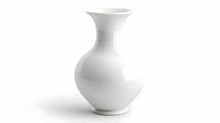 Elegant white ceramic vase isolated on white background. (1)