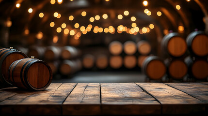 Wooden Barrels Cellar Background Illustration