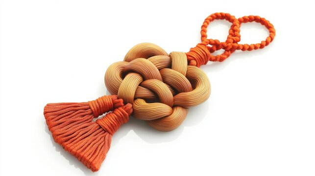 Intricate orange Chinese knot necklace with tassel design