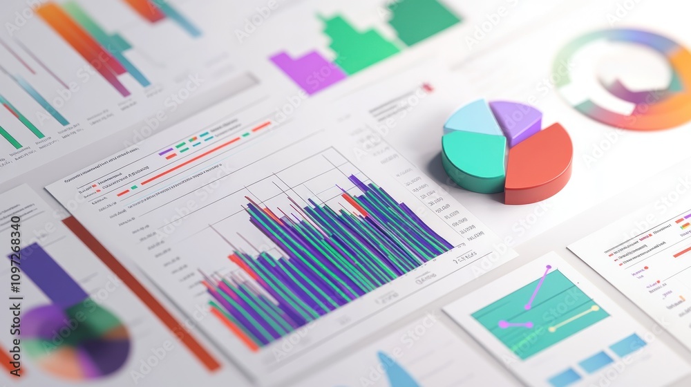 Aufkleber A collection of colorful charts and graphs for data analysis and presentation.