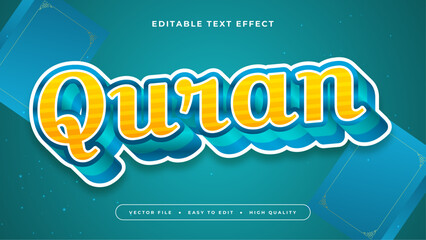 Green Blue and Yellow Quran 3d Editable Text Effect - Font Style