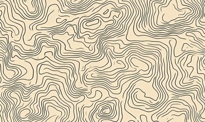 Fototapeta premium Abstract topographic map background with beige and brown contour lines.