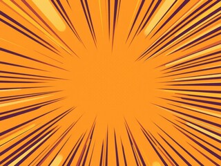 Obraz premium Comic zoom lines with dotted orange background creating a dynamic abstract design, rays, zoom