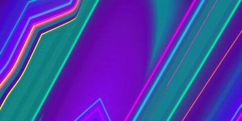 Abstract neon laser lines creating a zigzag pattern in retro 80s style, zigzag, colorful