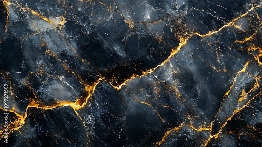 Poster elegant and sophisticated black marble with golden veins - ideal for backgrounds and design projects