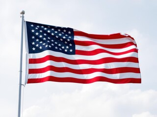 Obraz premium Celebratory image of American flag waving in the background with typography overlay congratulating the 47th President, achievement, America