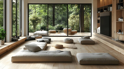 Serene Minimalist Living Room 3D Illustration