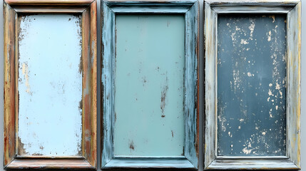 Naklejka premium Three Vintage Distressed Wooden Frames Illustration