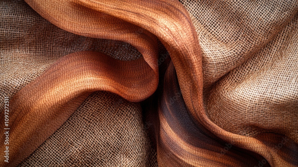 Poster close-up of brown fabric texture with a rippled pattern.