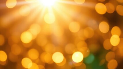 Obraz premium Gold abstract bokeh background with real backlit dust particles and lens flare, bokeh, dust particles