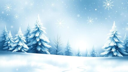 Naklejka premium Watercolor painting of a wintery forest with snow-covered trees, art, painting