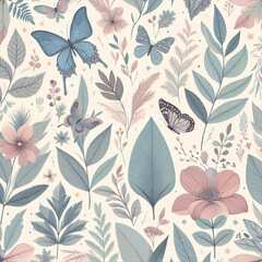 Naturte patern vector, vintage color style